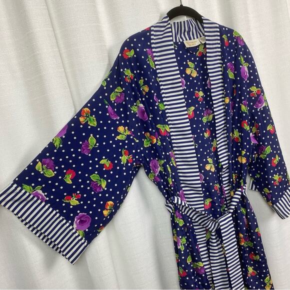 Victoria’s Secret Vintage Gold Label Blue Floral Robe Sz.OS - Picture 6 of 13
